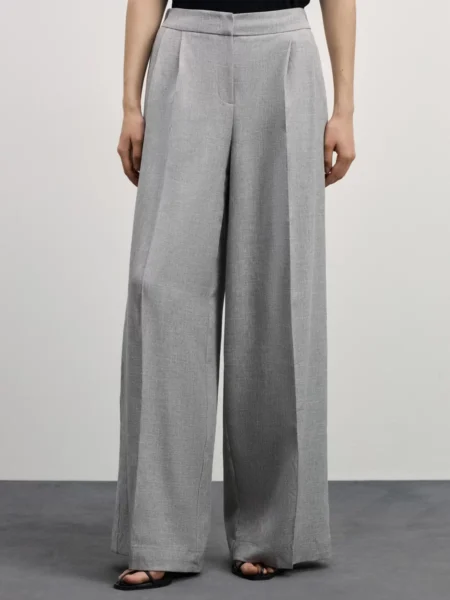 Брюки wide leg с резинкой на талии