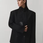 Двубортный жакет прямого кроя с шерстью в составе