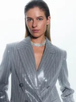 Двубортный жакет с пайетками