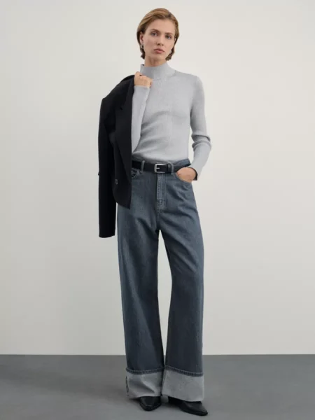 Джемпер пэчворк с воротником стойкой