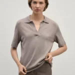 Джемпер поло из вискозы с короткими рукавами