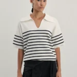 Джемпер поло с короткими рукавами в полоску