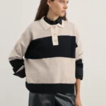 Джемпер-поло в полоску с добавлением шерсти