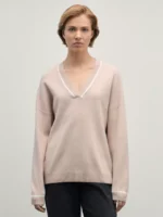 Джемпер с V-образным вырезом и контрастным кантом