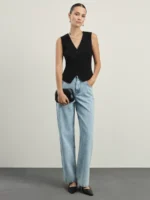 Джинсы baggy с резинкой в поясе