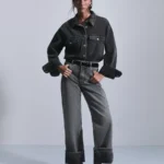 Джинсы straight с подворотами