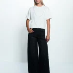 Джинсы wide leg со стразами