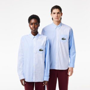 Хлопковая рубашка Lacoste Unisex  в полоску