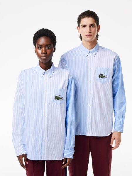 Хлопковая рубашка Lacoste Unisex  в полоску