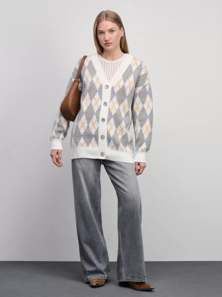 Кардиган удлиненный с геометрическим принтом