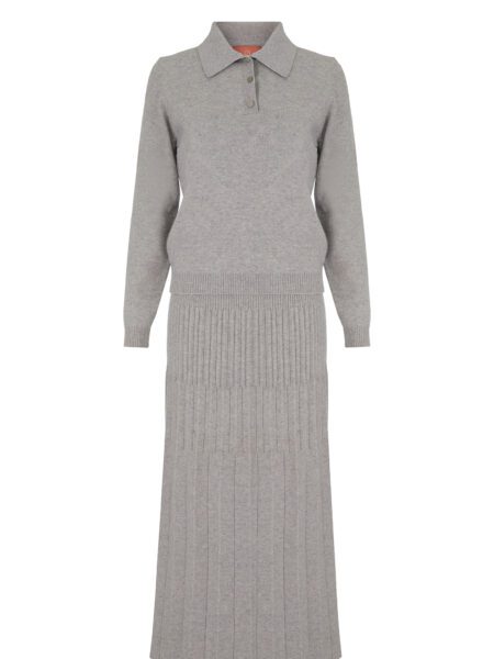 Костюм с юбкой-плиссе Silk/Cashmere, grey DOM MARINE