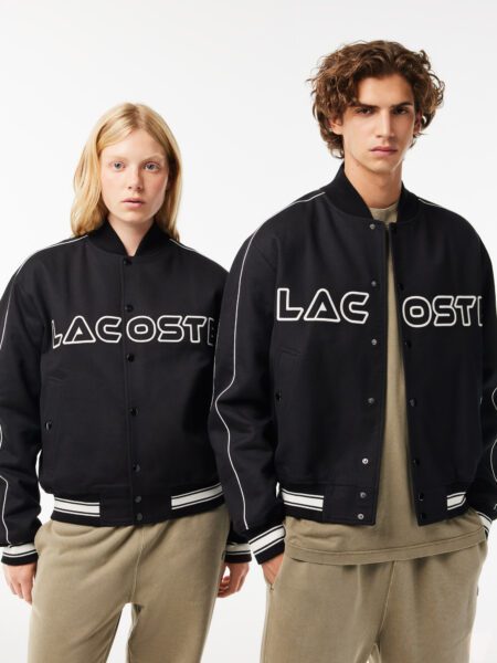 Куртка-бомбер из хлопкового твила Lacoste Unisex с вышивкой