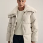 Куртка из искусственной кожи с широким воротником