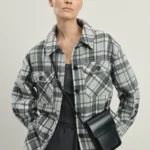 Куртка-рубашка оверсайз теплая с принтом в клетку