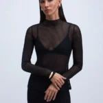 Лонгслив из полупрозрачной ткани в полоску