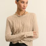 Лонгслив из вискозы с абстрактным принтом