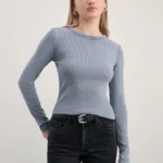 Лонгслив с эффектом стирки из хлопка