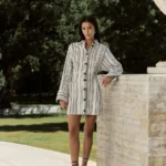 Мини платье-рубашка в полоску