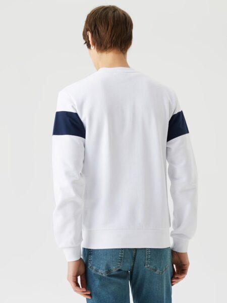 Мужская белая толстовка Lacoste Classic Fit с круглым вырезом и принтом