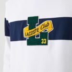 Мужская белая толстовка Lacoste Classic Fit с круглым вырезом и принтом