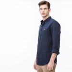 Мужская рубашка Lacoste из льна Slim Fit