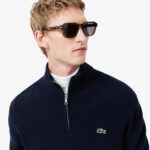 Мужской шерстяной свитер Lacoste на молнии с высоким воротом