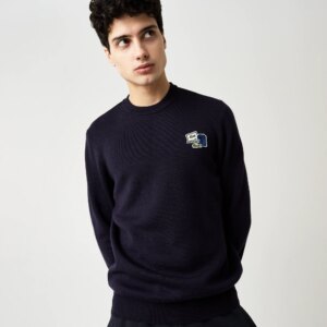 Мужской свитер Lacoste с вышивкой и круглым вырезом