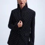 Однобортный жакет со стразами