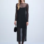 Платье миди из сетки с мерцающей нитью