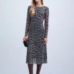 Платье миди с анималистичным принтом