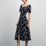 Платье миди с цветочным принтом