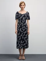 Платье миди с цветочным принтом