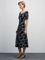 Платье миди с цветочным принтом