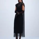 Платье миди с декоративной сеткой