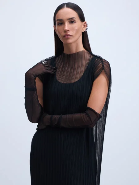 Платье миди с декоративной сеткой