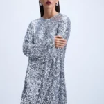 Платье миди с пайетками