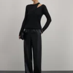 Прямые брюки из искусственной кожи