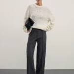 Прямые брюки с поясом с меланжевым эффектом