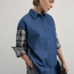 Рубашка комбинированная в клетку