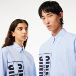 Рубашка Lacoste Unisex в полоску с контрастным логотипом