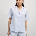 Рубашка с коротким рукавом из фактурного хлопка