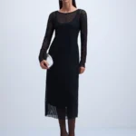 Сетчатое платье миди