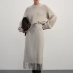 Шерстяная юбка с бахромой