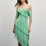 Шифоновое платье с воланами