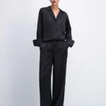 Широкие атласные брюки