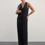 Широкие брюки на кулиске из смесовой вискозы