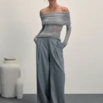 Широкие брюки с защипами с шерстью в составе