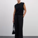 Широкие брюки со складками из смесовой вискозы