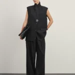 Широкие брюки со складками в полоску