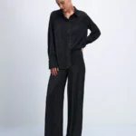 Широкие трикотажные брюки с мерцающей нитью